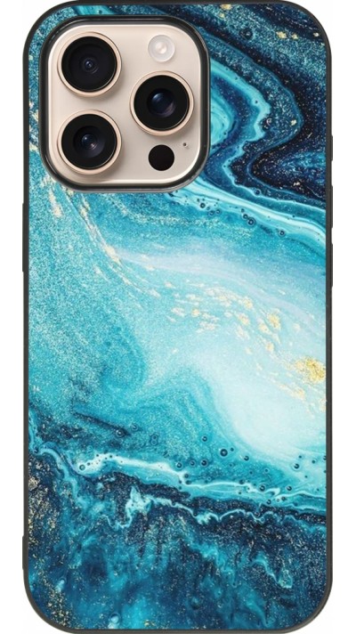 iPhone 16 Pro Case Hülle - Silikon schwarz Sea Foam Blue