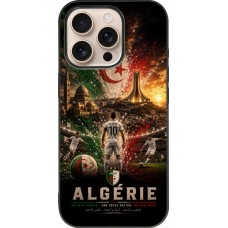 Coque iPhone 16 Pro - Silicone rigide noir Football Algérie splash 2026