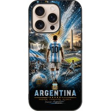 Coque iPhone 16 Pro - Silicone rigide noir Football Argentine splash 2026
