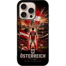 Coque iPhone 16 Pro - Silicone rigide noir Football Autriche splash 2026