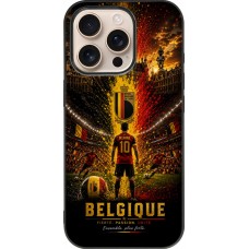 Coque iPhone 16 Pro - Silicone rigide noir Football Belgique splash 2026
