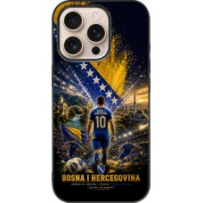 Coque iPhone 16 Pro - Silicone rigide noir Football Bosnie-Herzégovine splash 2026