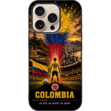 Coque iPhone 16 Pro - Silicone rigide noir Football Colombie splash 2026