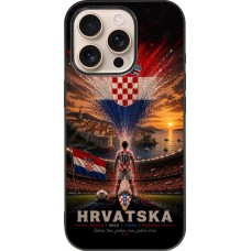 Coque iPhone 16 Pro - Silicone rigide noir Football Croatie splash 2026