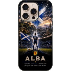 Coque iPhone 16 Pro - Silicone rigide noir Football Écosse splash 2026