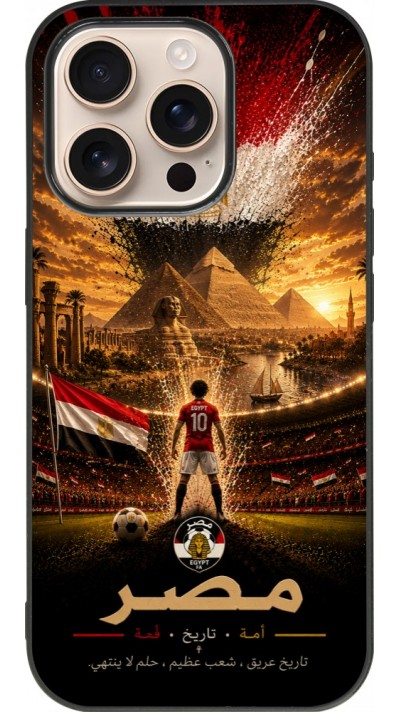 Coque iPhone 16 Pro - Silicone rigide noir Football Égypte splash 2026