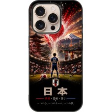 Coque iPhone 16 Pro - Silicone rigide noir Football Japon splash 2026