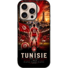 Coque iPhone 16 Pro - Silicone rigide noir Football Tunisie splash 2026