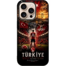 Coque iPhone 16 Pro - Silicone rigide noir Football Turquie splash 2026