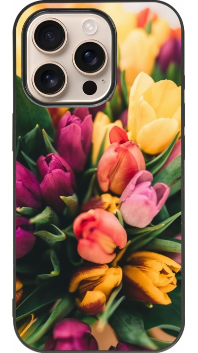 Coque iPhone 16 Pro - Silicone rigide noir Bouquet of tulips 2026