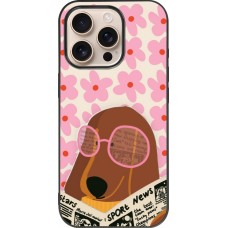 Coque iPhone 16 Pro - Silicone rigide noir Dog with newspaper 2026