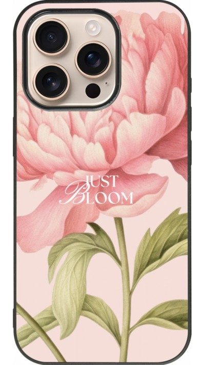 Coque iPhone 16 Pro - Silicone rigide noir Just Bloom 2026