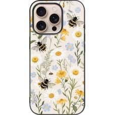 Coque iPhone 16 Pro - Silicone rigide noir Pattern bees 2026