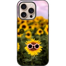 Coque iPhone 16 Pro - Silicone rigide noir Sunflower with glasses 2026