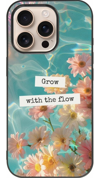 Coque iPhone 16 Pro - Silicone rigide noir Summer 2025 Grow with the flow