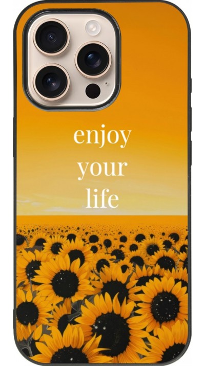 Coque iPhone 16 Pro - Silicone rigide noir Summer 2026 Enjoy your life