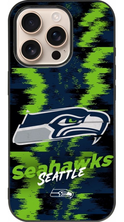Coque iPhone 16 Pro - Silicone rigide noir Super Bowl 26 Seattle 2