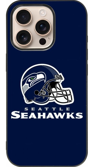 Coque iPhone 16 Pro - Silicone rigide noir Super Bowl 26 Seattle 3