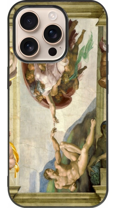 iPhone 16 Pro Case Hülle - Silikon schwarz Kunstbild - Die Erschaffung Adams - Michelangelo