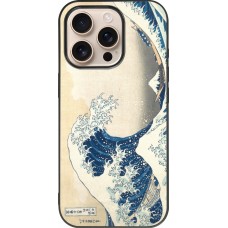 Coque iPhone 16 Pro - Silicone rigide noir Tableau art - La Grande Vague de Kanagawa - Hokusai