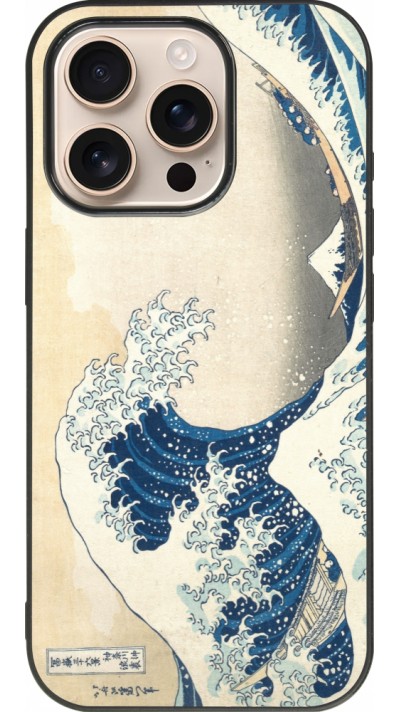 iPhone 16 Pro Case Hülle - Silikon schwarz Kunstbild - Die große Welle vor Kanagawa - Hokusai