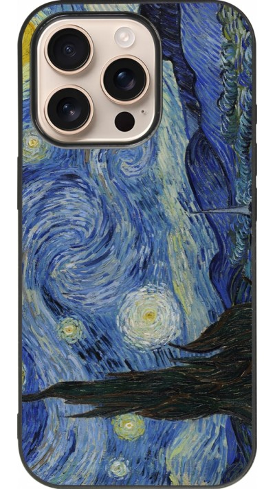 iPhone 16 Pro Case Hülle - Silikon schwarz Kunstbild - Sternennacht - Van Gogh