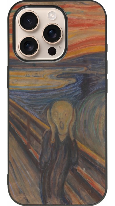 iPhone 16 Pro Case Hülle - Silikon schwarz Kunstbild - Der Schrei - Edvard Munch