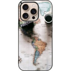 Coque iPhone 16 Pro - Silicone rigide noir Travel 01