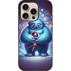 Coque iPhone 16 Pro - Silicone rigide noir Valentine 2024 Fluffy Love