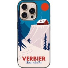 Coque iPhone 16 Pro - Silicone rigide noir Verbier Cabane Mont-Fort