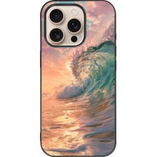 Coque iPhone 16 Pro - Silicone rigide noir Wave Sunset