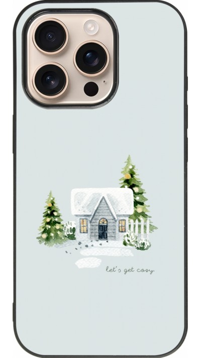 Coque iPhone 16 Pro - Silicone rigide noir Winter 25 Cosy House