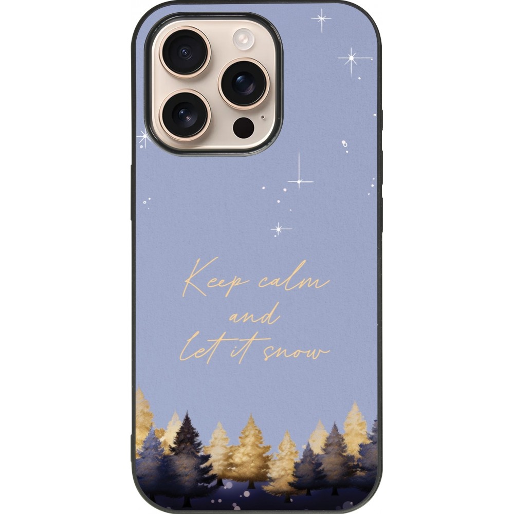 Coque iPhone 16 Pro - Silicone rigide noir Winter 25 Winter illustration of trees