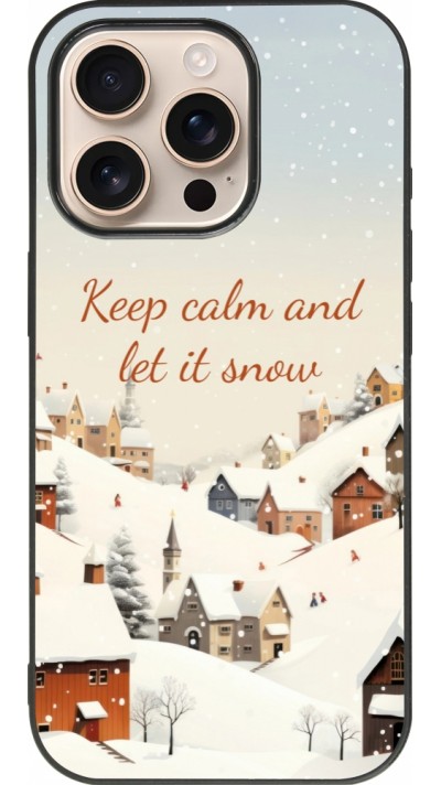 Coque iPhone 16 Pro - Silicone rigide noir Winter 25 Winter Keep calm and let it snow