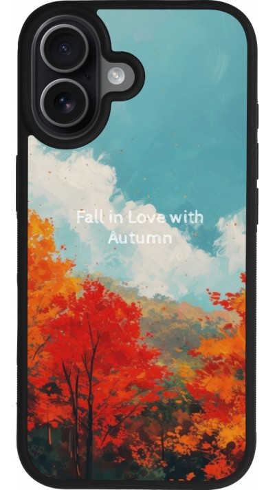 Coque iPhone 17 - Silicone rigide noir Autumn 25 Fall in love