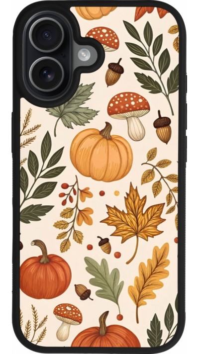 Coque iPhone 17 - Silicone rigide noir Autumn 25 Autumn pattern