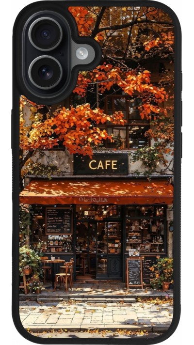 Coque iPhone 17 - Silicone rigide noir Autumn 25 Coffee shop