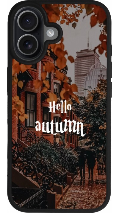 Coque iPhone 17 - Silicone rigide noir Autumn 25 Hello autumn