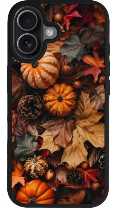 Coque iPhone 17 - Silicone rigide noir Autumn 25 Pumpkin
