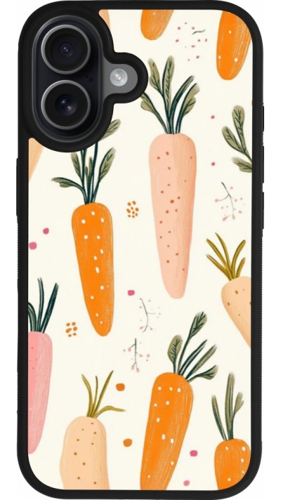Coque iPhone 17 - Silicone rigide noir Easter 2026 Illustration carrots