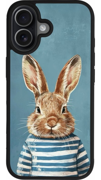 Coque iPhone 17 - Silicone rigide noir Easter 2026 Rabbit navy