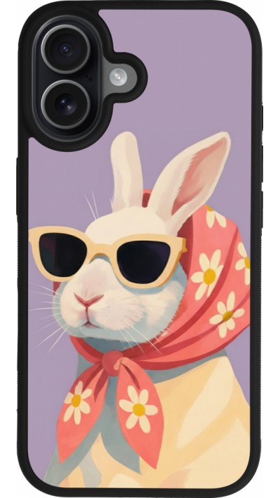 Coque iPhone 17 - Silicone rigide noir Easter 2026 Rabbit with scarf