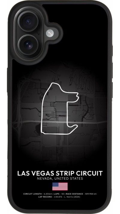 Coque iPhone 17 - Silicone rigide noir F1 Track 2025 Las Vegas