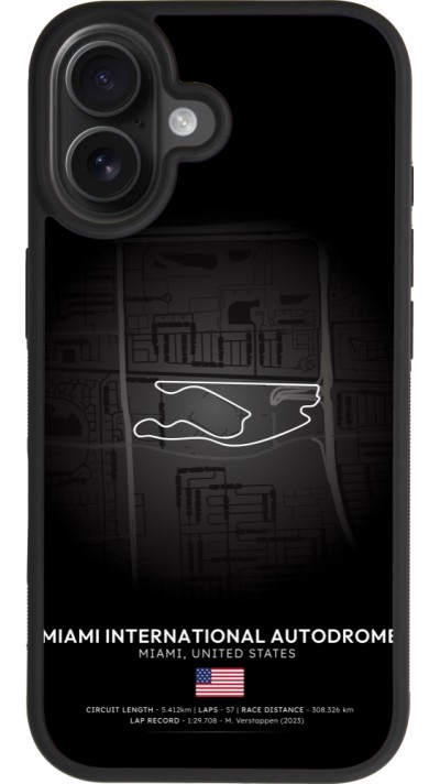Coque iPhone 17 - Silicone rigide noir F1 Track 2025 Miami