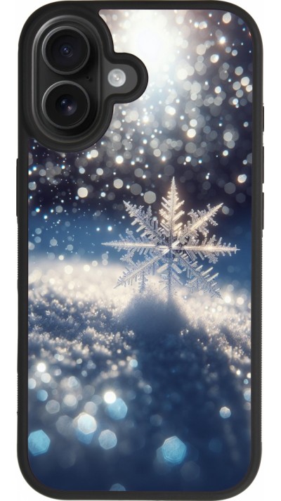 Coque iPhone 17 - Silicone rigide noir Flocon Solaire Éclat