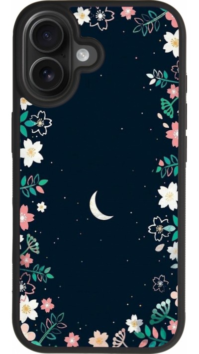 Coque iPhone 17 - Silicone rigide noir Flowers space
