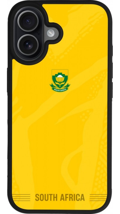 Coque iPhone 17 - Silicone rigide noir Maillot de football Afrique du Sud 2026 personnalisable