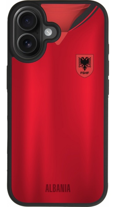 Coque iPhone 17 - Silicone rigide noir Maillot de football Albanie personnalisable