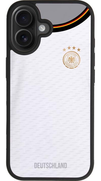 Coque iPhone 17 - Silicone rigide noir Maillot de football Allemagne 2022 personnalisable