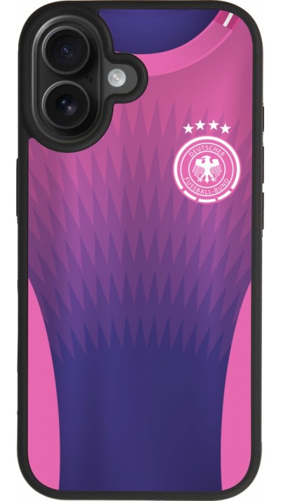 Coque iPhone 17 - Silicone rigide noir Maillot de football Allemagne Extérieur personnalisable